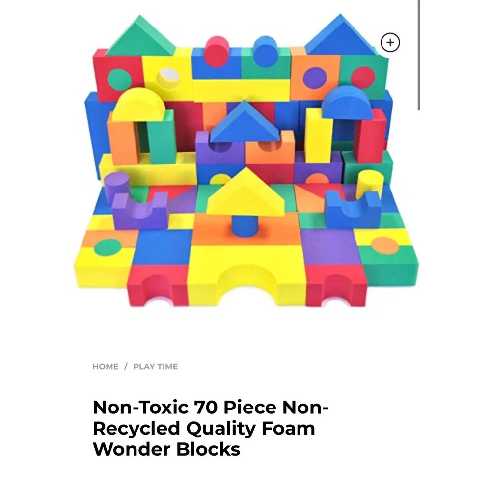 eWonderWorld Wonder Blocks 70 Piece Non-Toxic EVA Foam Building Blocks Set Kids